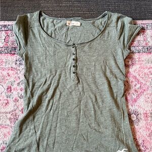 Women's Olive Green Button-Up Top